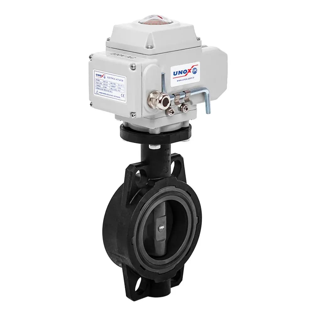 220 V AC Elektrik Aktüatörlü U-PVC Kelebek Vana