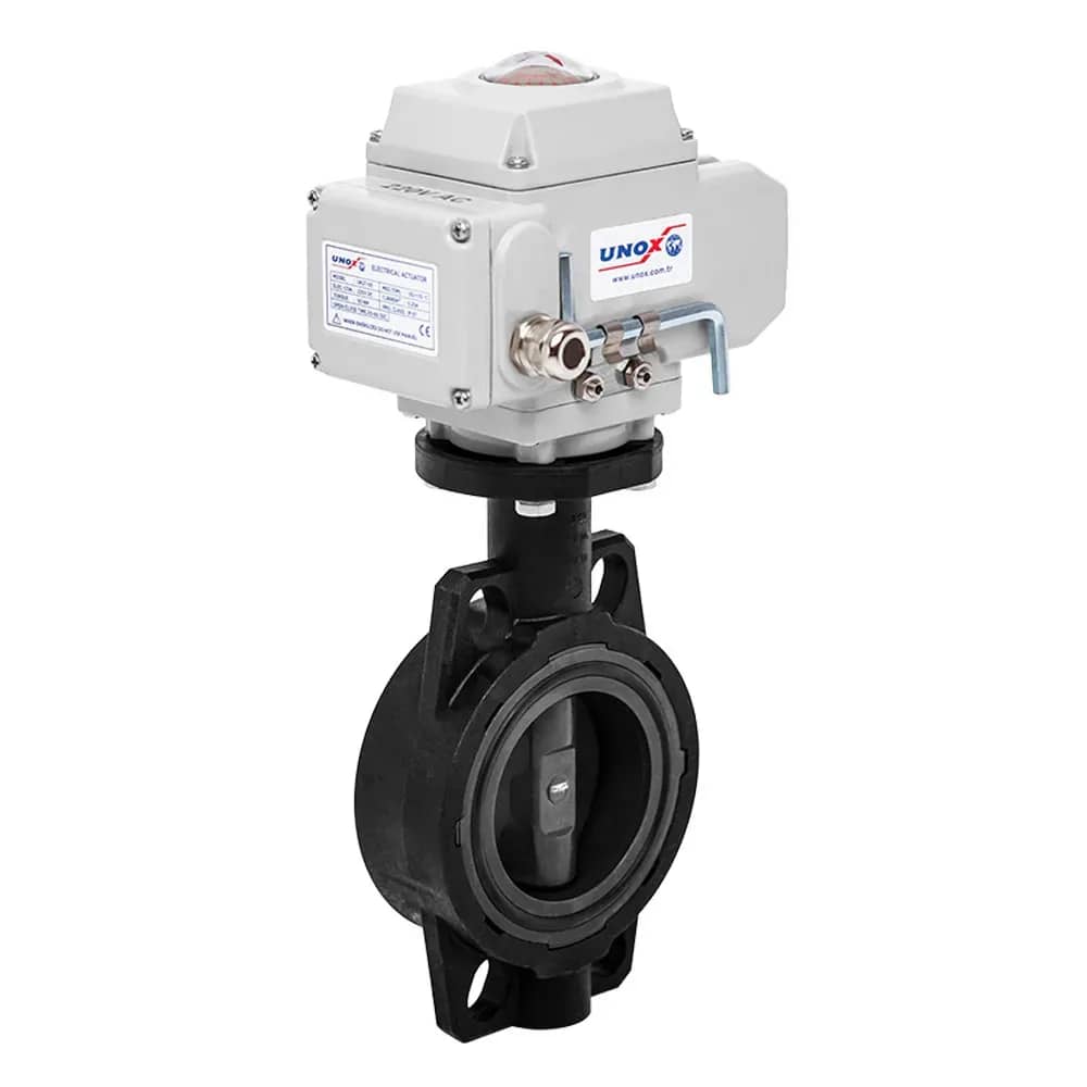 220 V AC Elektrik Aktüatörlü U-PVC Kelebek Vana